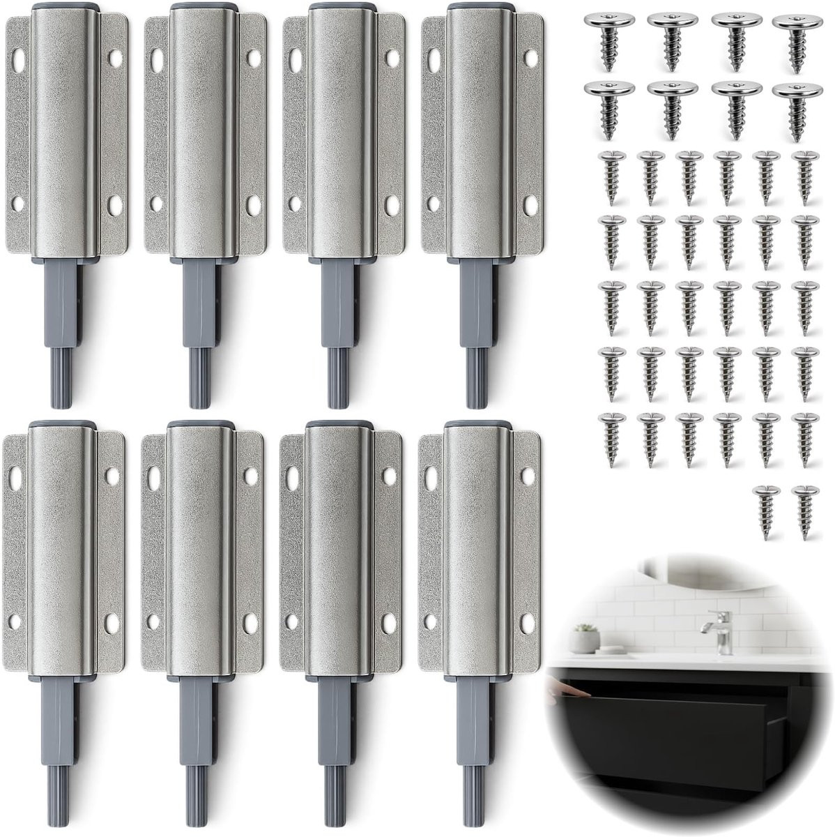 Dailygoods Drukdeuropener Push-to-open Systeem met Softclose en Antislip - 8 stuks