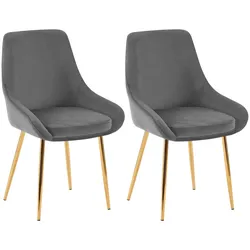 CLP 2er Set Esszimmerstuhl Elmira Samt gold   Farbe: dunkelgrau, Material Gestell: Metall gold
