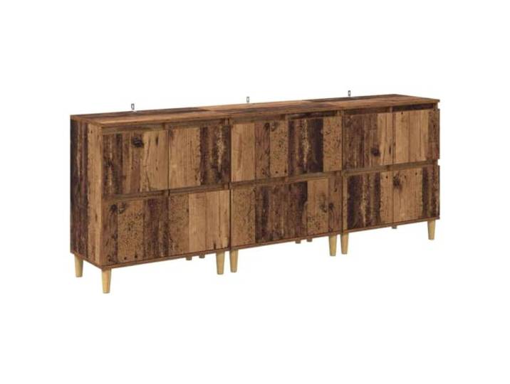 Fisinber Sideboard 3er Set Altholz-Optik 60 x 35 x 70 cm Holzwerkstoff Stilvolle Anrichte für Wohnzimmer und Küche, robuster Holzwerkstoff mit Holzbeinen für stabilen Halt und mehr Ordnung.