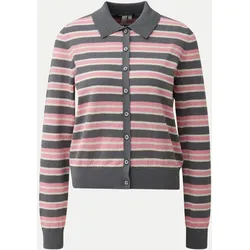 Strickjacke mit Polo-Kragen Mehrfarbig M