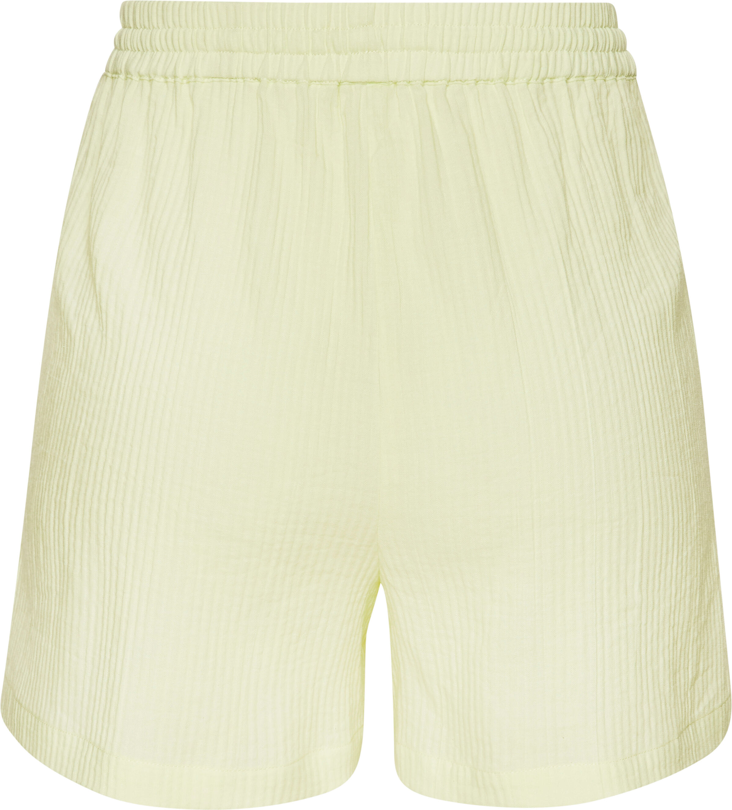 Strandshorts VIVANCE BY LASCANA "mit luftig-leichtem Bein", Damen, Gr. 46, N-Gr, limone, Web, Obermaterial: 100% Baumwolle, Strukturmuster, unifarben, figurumspielend kurz, Hosen Strandshorts, aus Strukturware, leichte Sommershorts, Strandshorts, Sommerho