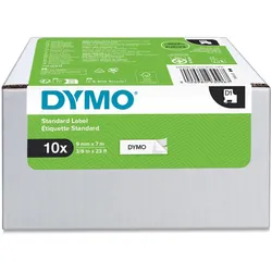 DYMO® Original D1-Schriftband für LabelManager™, 10er Vorteilspack, Polyester, wieder ablösbar - schwarz auf weiss