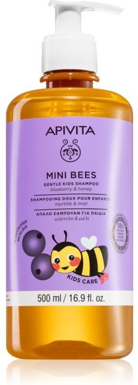 Apivita Mini Bees Gentle Kids Shampoo Blueberry & Honey Shampoo für feine Haare für Kinder 500 ml