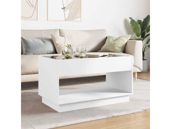 （Blanc）1X Table basse table de salon table d'appoint avec LED infini blanc 90x50x50cm sfj7901505