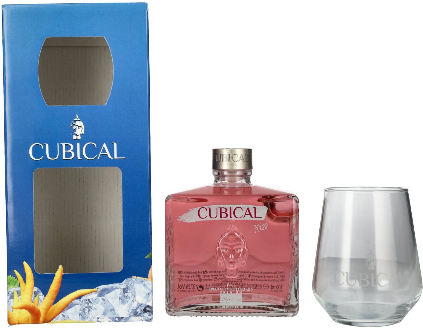 Cubical Gin Cubical KISS Special Distilled Gin 37,5% Vol. 0,7l in Geschenkbox mit Glas