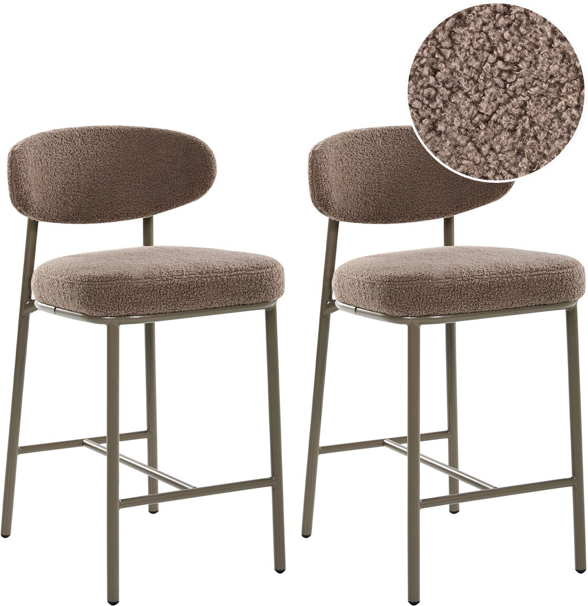 UNITY Set van 2 barstoelen - Taupe - Bouclé