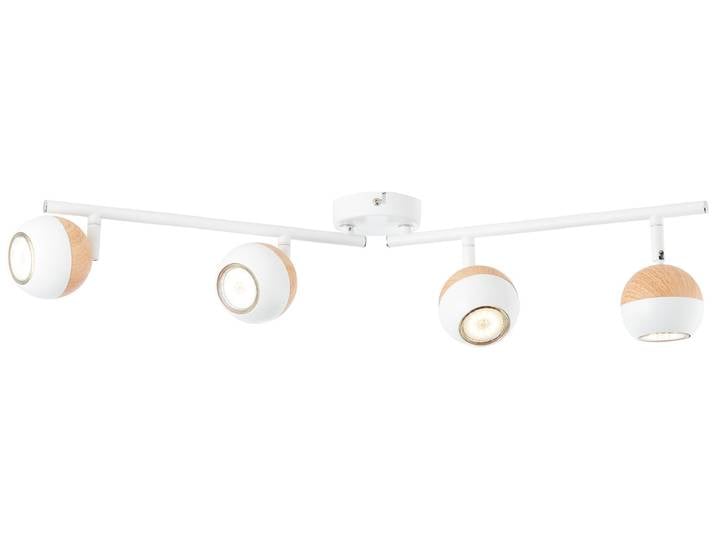 BRILLIANT SCAN Spot de plafond à LED 75 cm métal blanc / bois clair 4 flammes