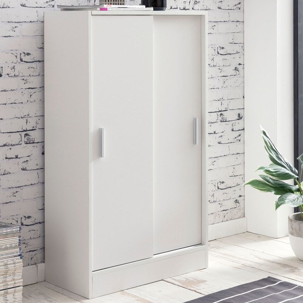 FineBuy Buffet à 2 portes en aggloméré, blanc Blanc 60x108x29cm