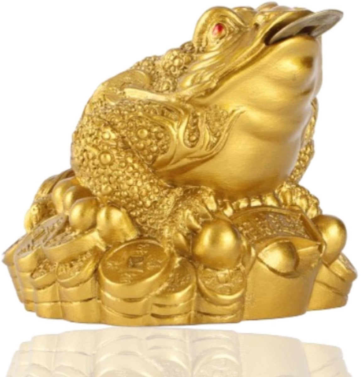 Dailygoods Geldkikker Rijkdom Geluk - Messing Feng Shui Standbeeld met Chinese Munt