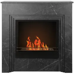 Divina Fire BELLINI Standkamin mit Bioethanol-Technologie in schwarzer Marmoroptik, hergestellt in Italien, L 96 x T 35 x H 96