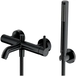 Omnires, Duscharmatur + Badewannenarmatur, y - badkraan met accessoires, zwart