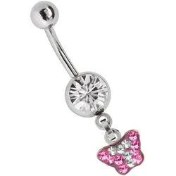 Bauchnabelpiercing ADELIA ́S "Piercing Piercing Bauchnabelpiercing", Damen, Gr. onesize, bunt, Chirurgiestahl, Piercings, 316l Stahl Piercing Banane Multistrass Schmetterling