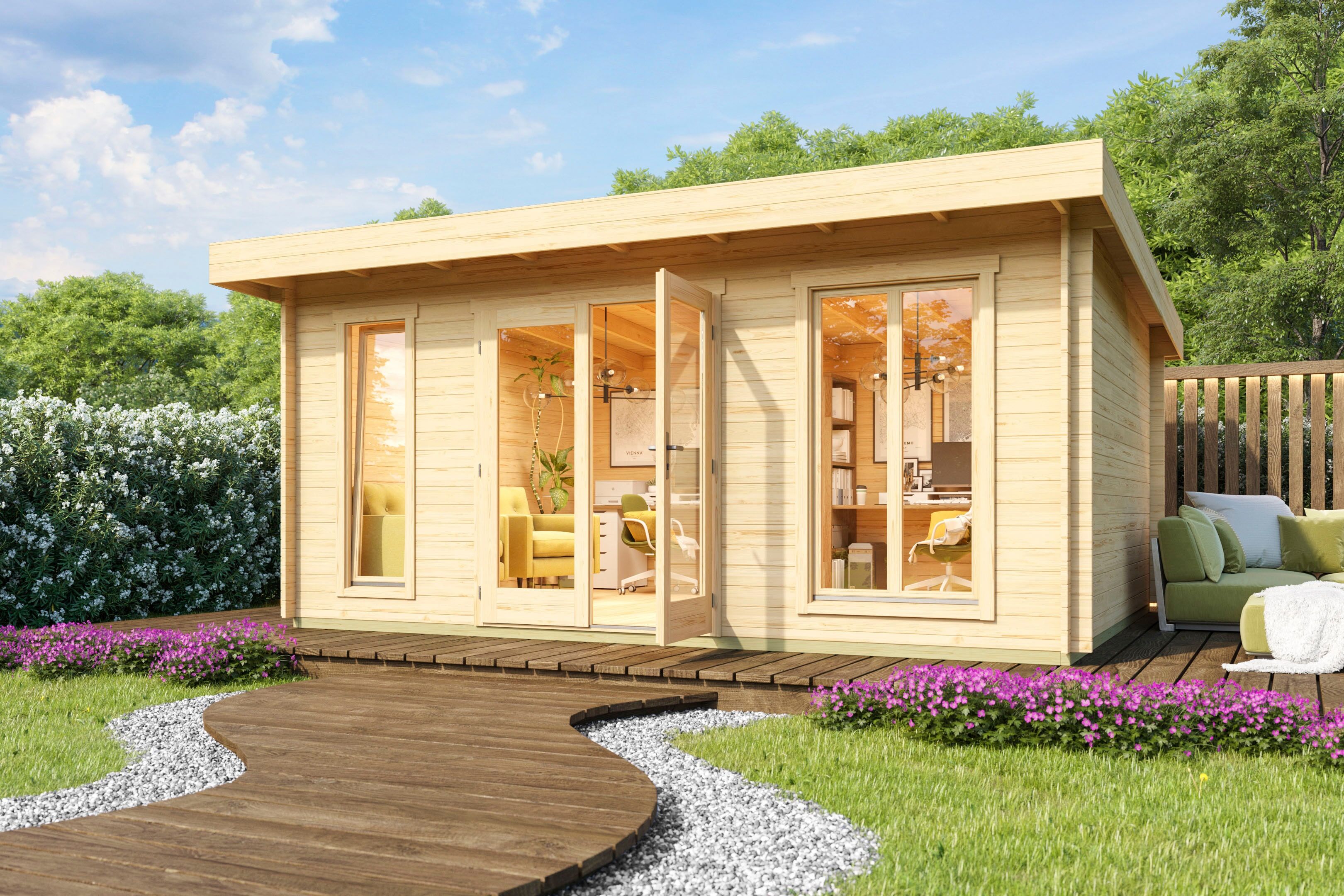 Gartenhaus LASITA MAJA "DORSET", beige (naturbelassen), Fußboden im Gartenhaus, ohne Dacheindeckung, Massivholz, Gartenhäuser, Gartenhaus