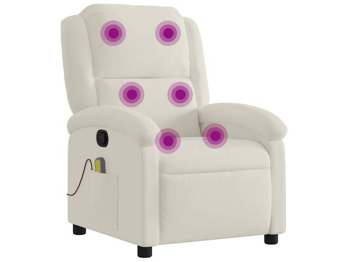 vidaXL Massagesessel Creme Samt, Rechteckig, 144.5x82x71 cm, Wohnzimmer, Sessel, Massagesessel
