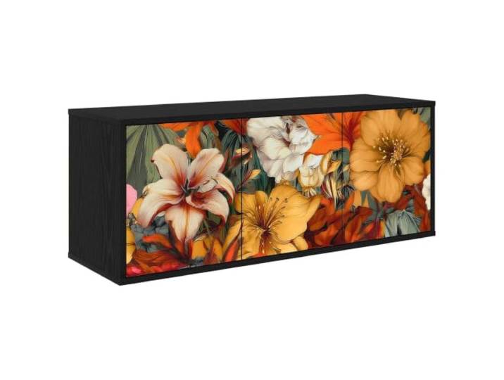 GKMBCVDFR Wandmontierter TV-Schrank GENNEP 102x33x40 cm Holzwerkstoff Holzwerkstoff-Konstruktion, wandmontiertes Design, großzügige Fächer, dekoratives Muster, einfache Pflege