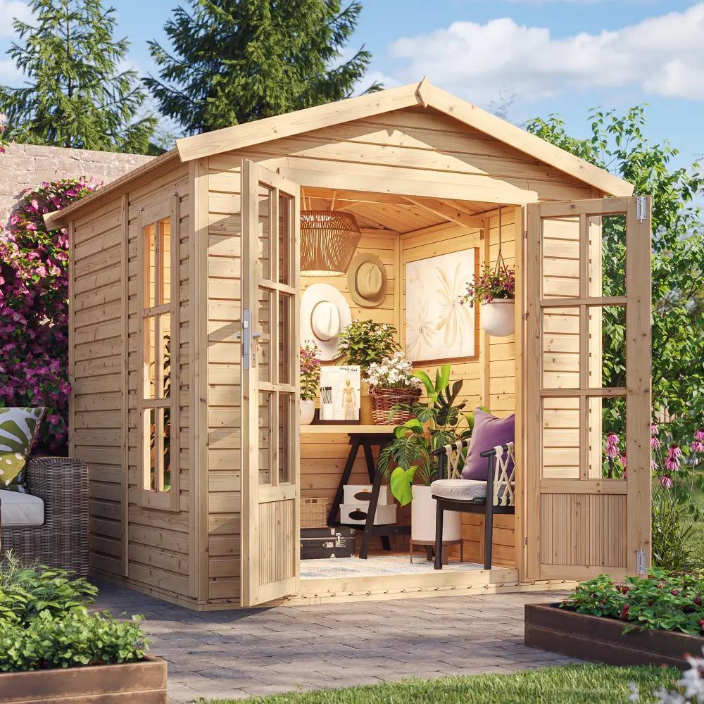 Gartenhaus Holz 4 m2 - H233 x 233 x 222 cm - Große multifunktionale Gartenhütte - Gerätehaus Holz Garten-Studio - Holzhaus Office im Garten - TIMBELA M351FB