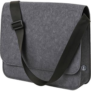 STOP Umhängetasche 46229, aus recyceltem Filz, grau, mit 17,3'' Laptopfach, 36 x 27 cm