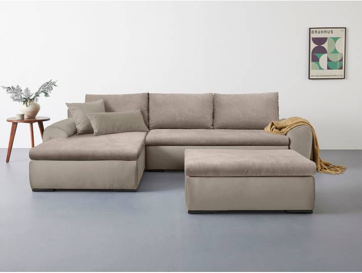 Ecksofa HOME AFFAIRE Win L-Form, B: 285 cm - OTTO. Verlässliche Qualität. , grau (taupe), B:285cm H:85cm T:176cm, Sofas, Ecksofa, 2 Zierkissen, optional Schlaffunktion & Bettkasten