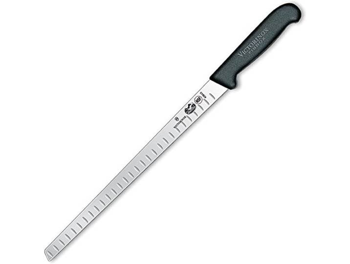 Victorinox Fibrox Couteau de Cuisine/Couteau à Saumon\, Lame Alvéolée\, Acier Inoxydable\, Noir\, Standard
