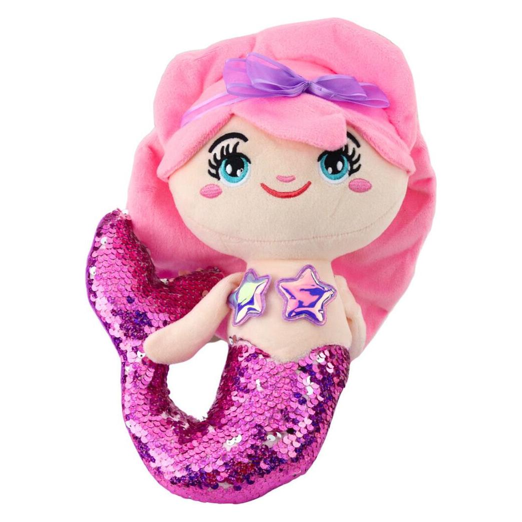 Lean Toys Lean Plüsch Meerjungfrau Kuschelschwanz In Pailletten Rosa Und Lila 28Cm (28 cm) (66649394)