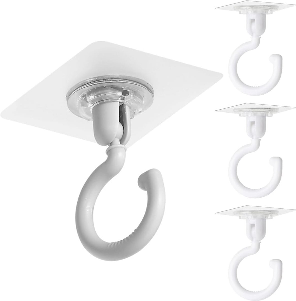 Set van 4 zelfklevende transparante plafondhaken - Extra sterke waterdichte muurhaken voor badkamer, keuken en kantoor