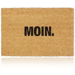 Relaxdays Fußmatte Kokos "Moin." Hellbraun,Schwarz