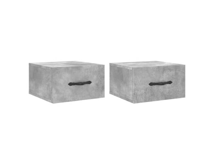 KUPTYERFG Wand-Nachttische 2er Set Betongrau 35x35x20 cm Platzsparende Schweberegale fürs Schlafzimmer bieten praktische Ablagefläche und moderne Optik für Wände.