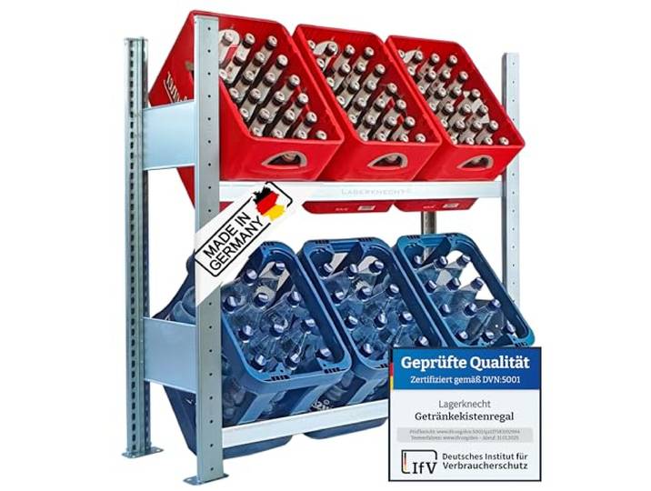 Lagerknecht Getränkekistenregal 6 Kisten Made in Germany professionelle Ordnung für Kisten; Regal für Getränkekisten, Getränkeregal, Wasserkistenregal, Bierkistenregal