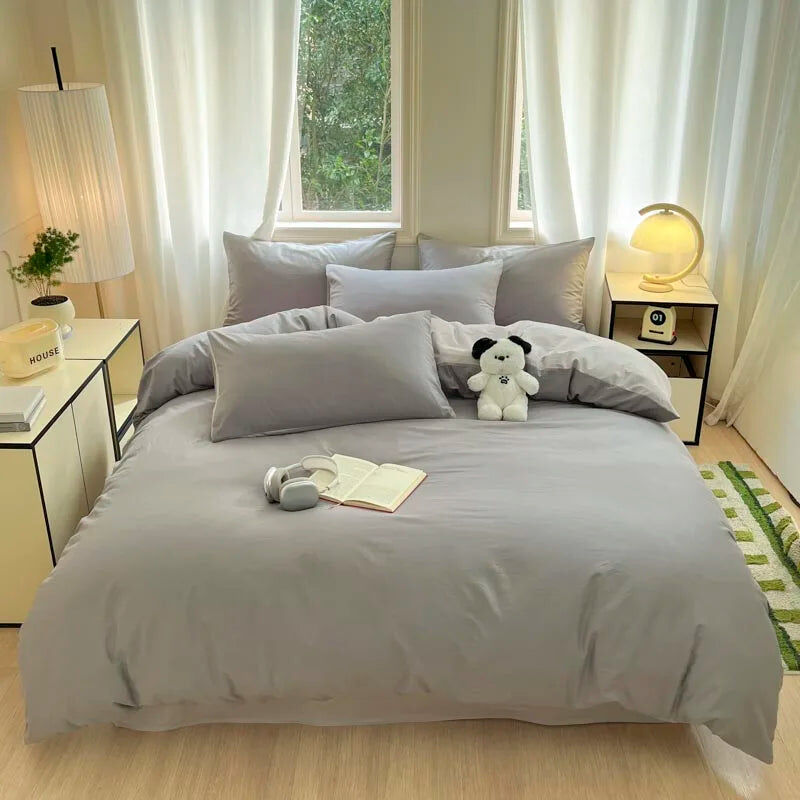 La parure de lit Parure de Lit Coton Gris - 50x75 cm 220x240 cm