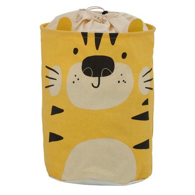 Wäschesack OTTO HOME "Millisy", weiß, B:35cm H:50cm T:35cm Ø:35cm, Baumwolle, Polyester, Wäschesammler, mit Löwen-Motiv, Höhe ca. 50 cm