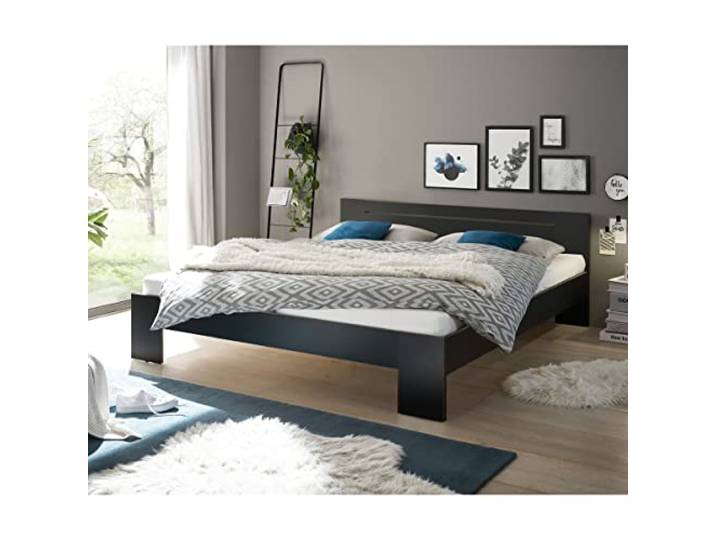 möbelando Bett >Cannes< in Schwarz - 185x71x204cm (BxHxT)