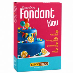 Decocino Fondant Roll-, Dekor- & Modellierfondant, reißfest, blau, laktosefrei, ohne Palmöl, 250 g