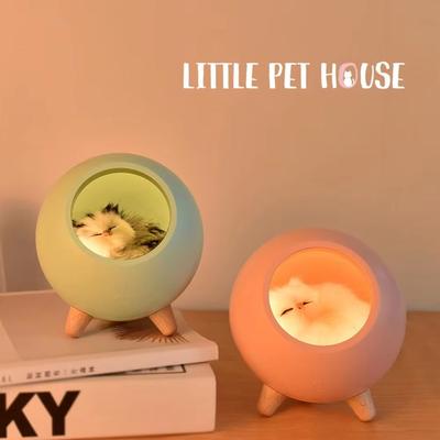 Inspired Finds Cute Kitten Nest Touch Sensor Rechargeable Cat Night Light white
