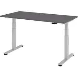bümö elektrisch höhenverstellbarer Schreibtisch 160x80 cm in graphit, Gestell in silber - Schreibtisch höhenverstellbar elektrisch mit