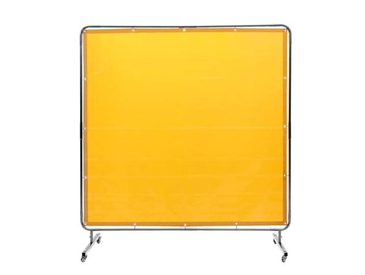 VEVOR Rideau de Soudage avec Cadre\, 1\,8x1\,8 m Écran de Protection pour Soudure en Vinyle Ignifuge sur 4 Roues Pivotantes 2 Verrouillables\, Rideau Mobile Professionnel pour Atelier\, Industrie\, Jaune