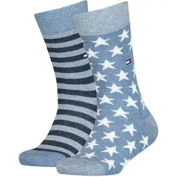 2er Pack TOMMY HILFIGER Stars and Stripes Socken Kinder 356 - jeans 35-38