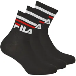 FILA Unisex Socken, 3 Paar Quarter - Kurzsocken, Sport, Logo-Bund, uni Schwarz / 39-42