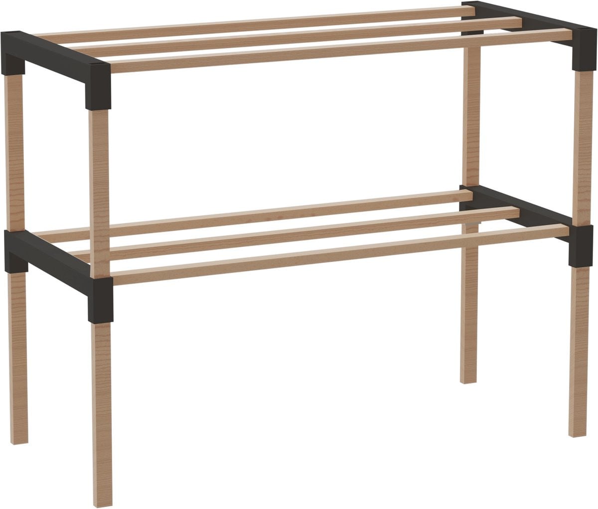 Fixwood Schoenenrek 2 Lagen - Zwart - Compact Houten Schoenenkast - B/D/H: 51 x 23 x 39 cm