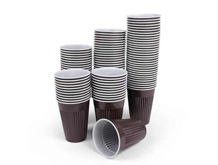 Commerline Thermobecher 180 ml, 3000 Stück, Einweg, Kaffeebecher Automatenbecher, braun-weiß, Heißgetränkbecher, für Büro, Kantine, Gastronomie, Kaffeeautomaten, automatengängig