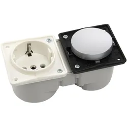 Berker, Steckdose, Integro Schalter chrom matt + Steckdose polarweiss ohne Rahmen