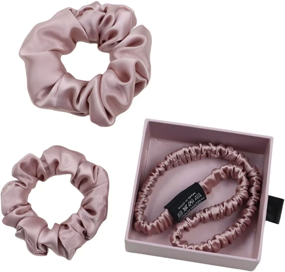 INF Seidig-elastisches Stirnband-Set – 100% seidig Stirnband und Scrunchie, schont Haare und reduziert Haarbruch Blasses Lila