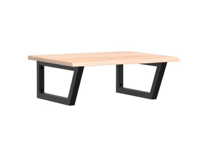 WEMYUFURN Waschtischplatte mit Stahlhalterung und Eichenholz Platte Wandbefestigung,Schweberegal,platzsparende Ablage,Stauraum Badezimmer,Trapezform Halterungen