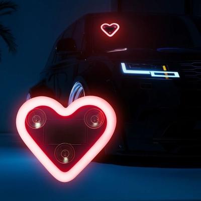Inspired Finds Heart Shape Solar LED Ambient Light For Car Interior Decor red