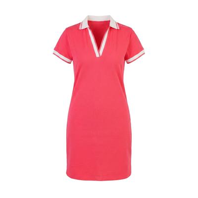 A-Linien-Kleid KLEINIGKEIT "Kleinigkeit Skirti Polodress", Damen, Gr. S, US-Größen, pink (hot pink), 94% Baumwolle, 6% Elasthan, unifarben, normal, Rundhals, Kleider