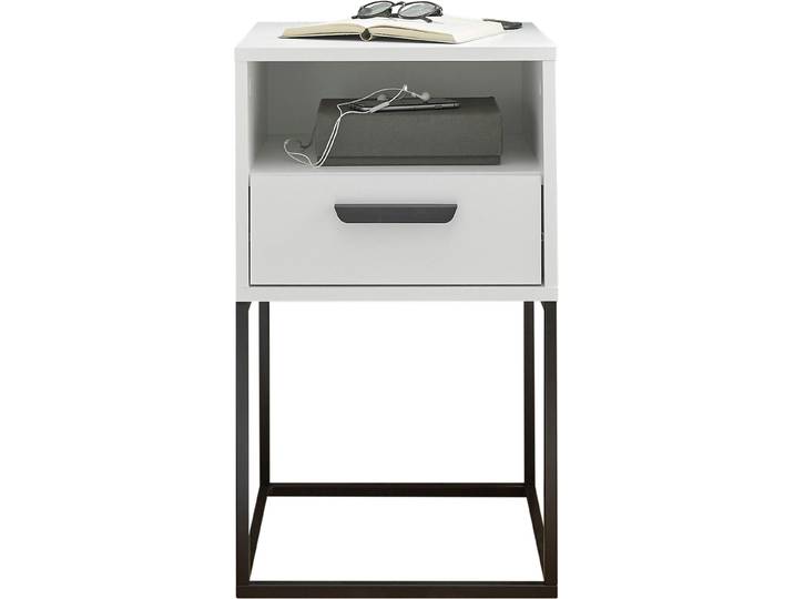 Nachtkommode SCHLAFKONTOR Cudro Nachttisch auf Fußgestell , weiß, B:40cm H:65cm T:38,5cm, Melamin, Sideboards, Nachtkommode, mit einem offenen Fach für schnellen Zugriff