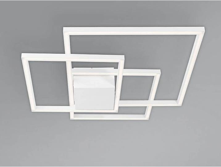 Plafonnier Bilbao type B 56 x 9 x 56cm Blanc/Blanc Câble ABS, douille ABS, baldaquin aluminium, boîtier luminaire aluminium LED
