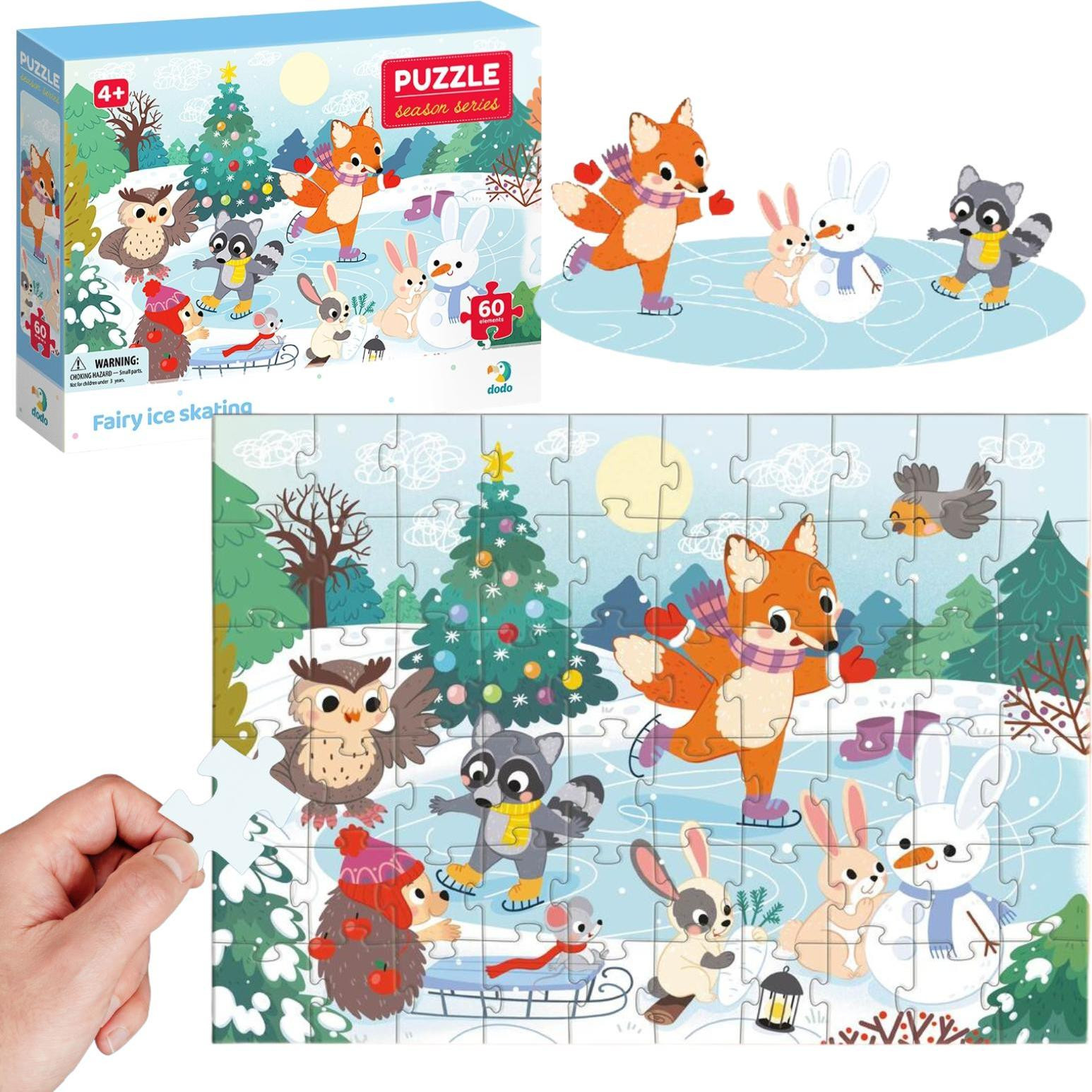DoDo IJspret puzzel met 60 stukjes en dieren thema, winter, 300410