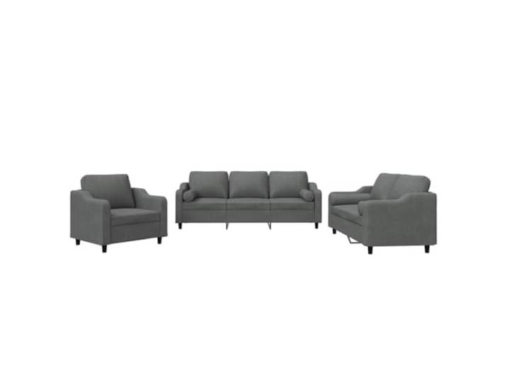 Todiikf 3-TLG. Sofagarnitur mit Kissen Dunkelgrau Polstersofa Set Couch Komfortable Polstergruppe für Ihr Wohnzimmer: Inklusive Sessel, 2-Sitzer und 3-Sitzer Couch mit bequemen Kissen.