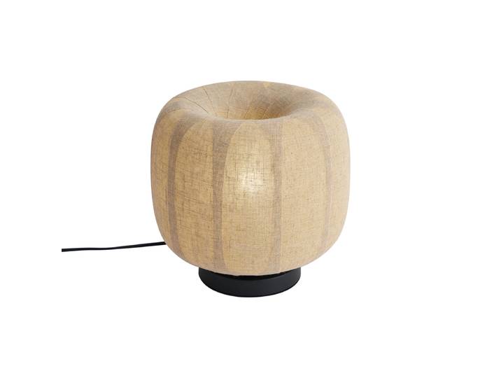 Lampe de table Japandi noire avec abat-jour en lin beige 27cm -