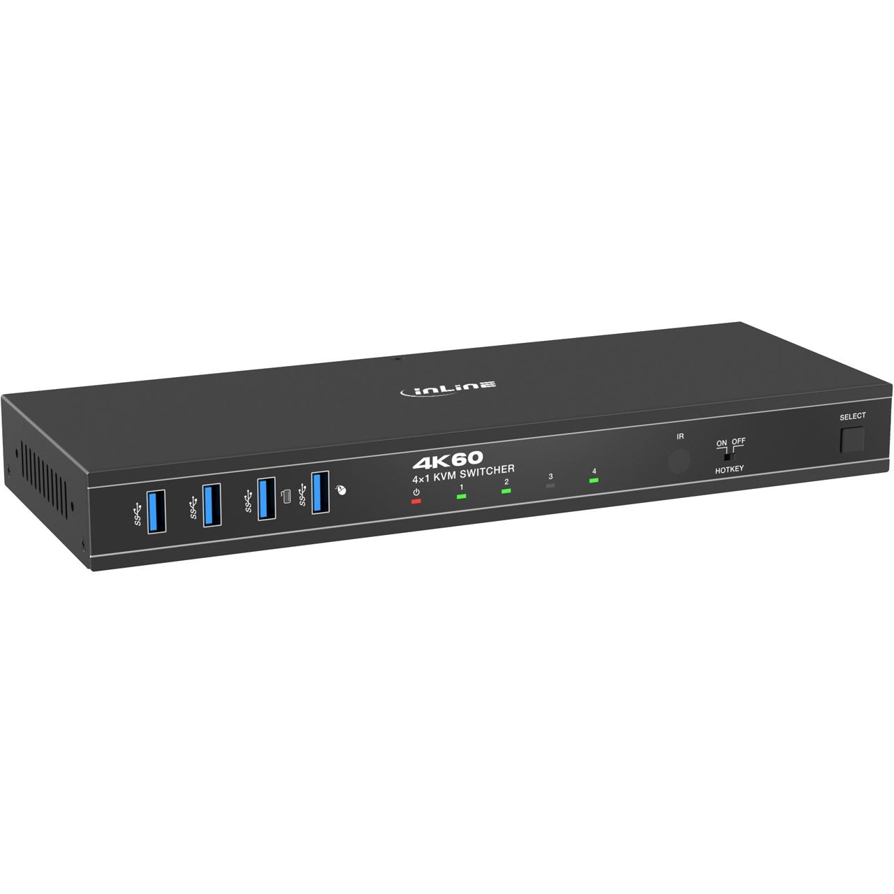 InLine KVM Switch, 4x1, DP 4K/60Hz, USB 3.2 Hub